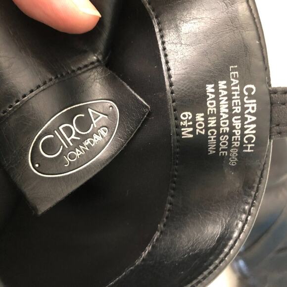 Circa Joan David Leather Tall Riding Boot Black Low block Heel Silver Accent 6.5 - Picture 4 of 15